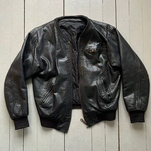 Vintage Leather Bomber Jacket